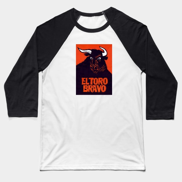 Brave Bull Baseball T-Shirt by Alema Art